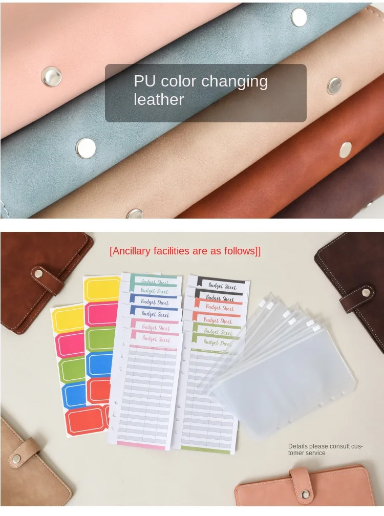 A6 Soft PU Leather Loose Leaf Binder Notebook Cover Gold Ring Diary Agenda Planner Paper Cover School Stationery