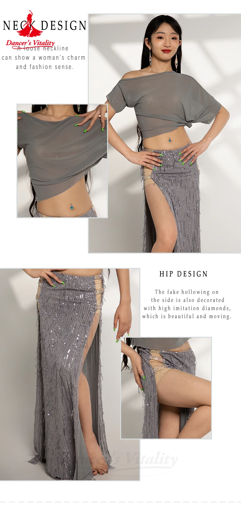 Belly Dance Performance Suit for Women Gauze Half Sleeves Top+bingbing Long Skirt 2pcs Girl's Oriental Belly Dancing Wear Outfit