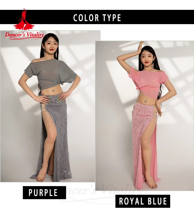 Belly Dance Performance Suit for Women Gauze Half Sleeves Top+bingbing Long Skirt 2pcs Girl's Oriental Belly Dancing Wear Outfit