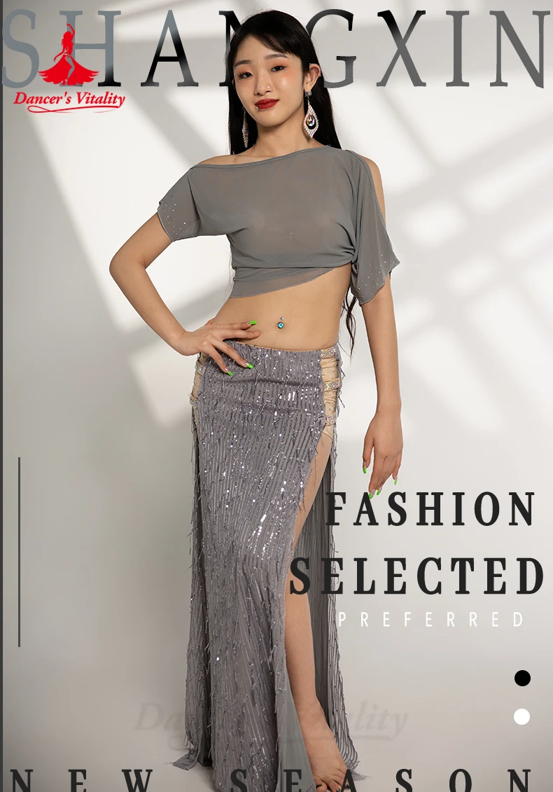 Belly Dance Performance Suit for Women Gauze Half Sleeves Top+bingbing Long Skirt 2pcs Girl's Oriental Belly Dancing Wear Outfit