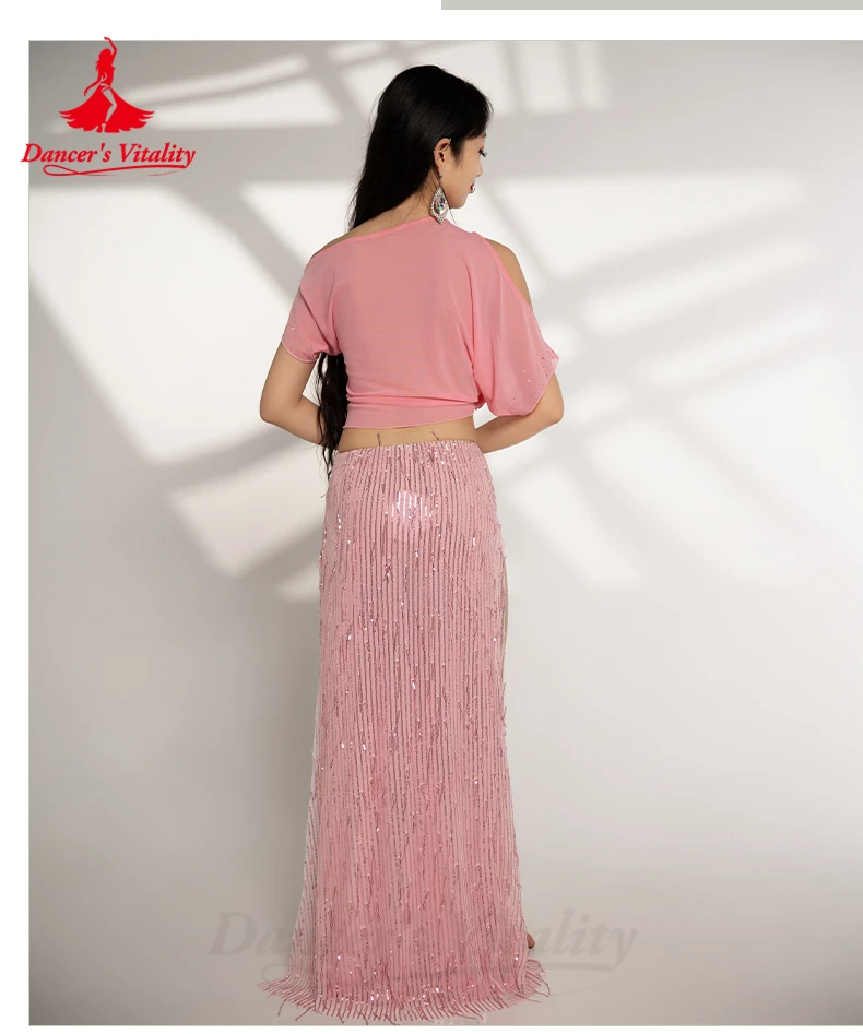 Belly Dance Performance Suit for Women Gauze Half Sleeves Top+bingbing Long Skirt 2pcs Girl's Oriental Belly Dancing Wear Outfit