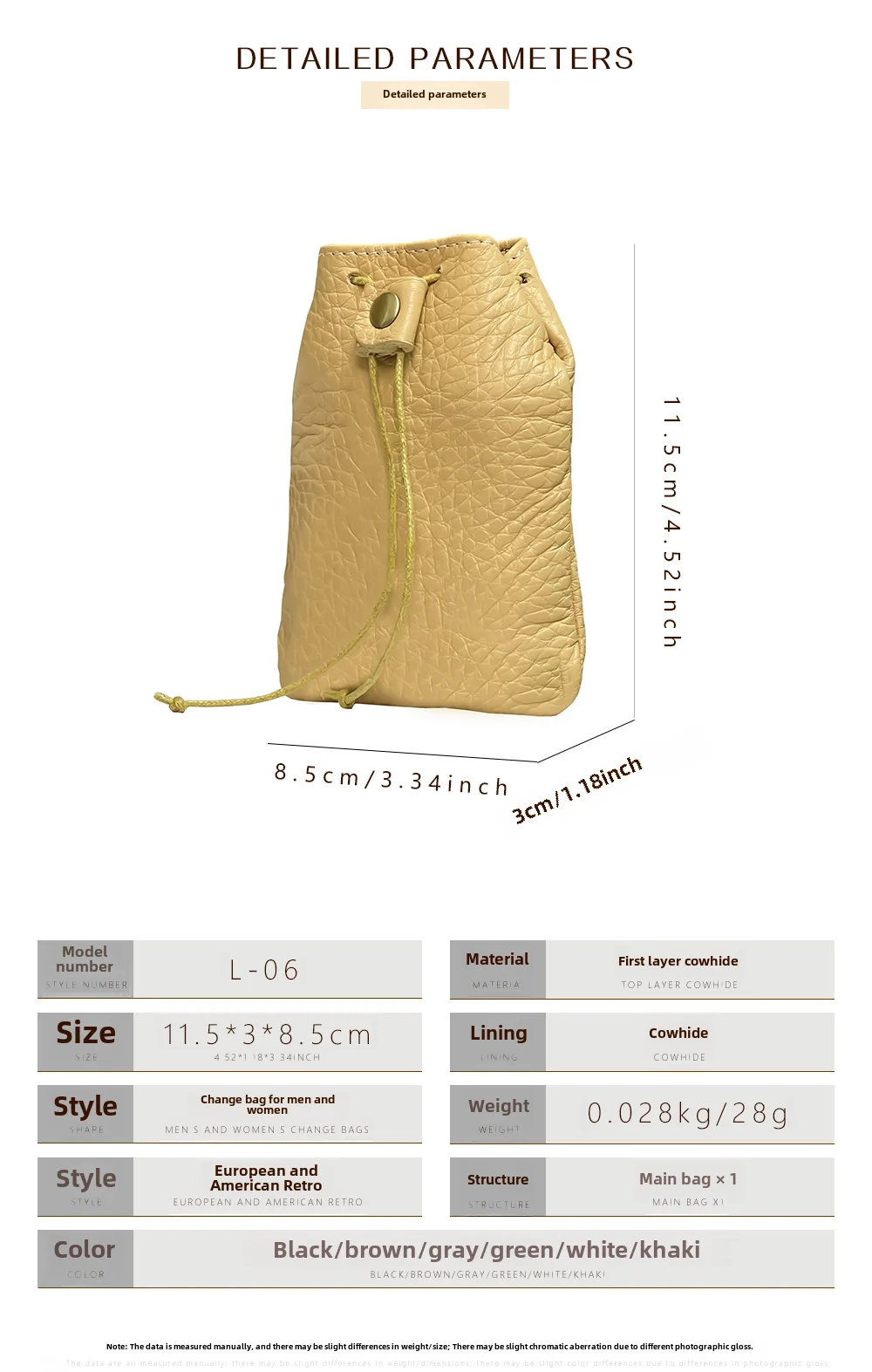 New Cow Leather Women's and Men's Drawstring Change Vintage Coin Bag Headphone Strap Purse Storage Bag For Man And Woman