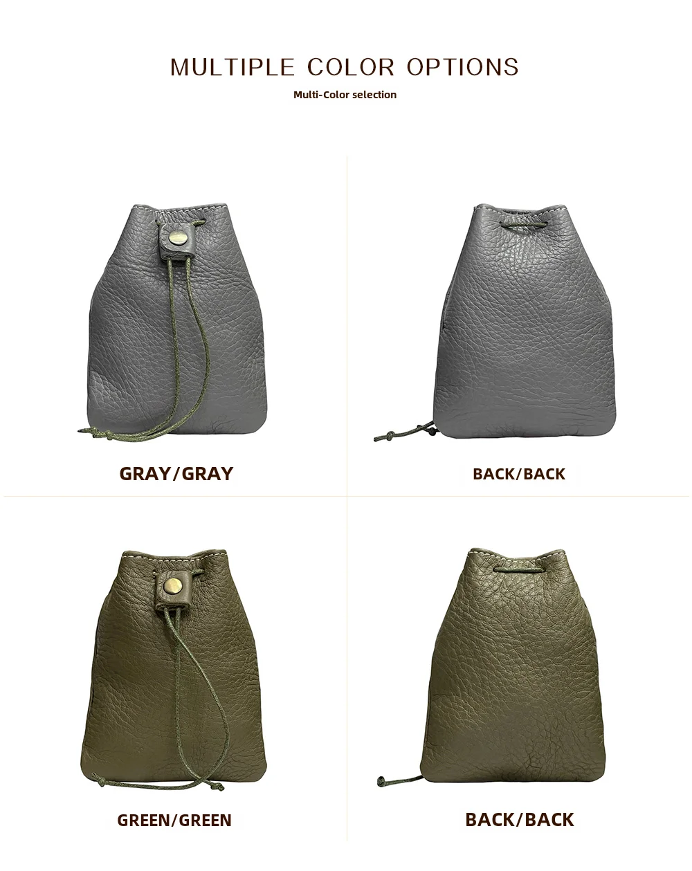 New Cow Leather Women's and Men's Drawstring Change Vintage Coin Bag Headphone Strap Purse Storage Bag For Man And Woman