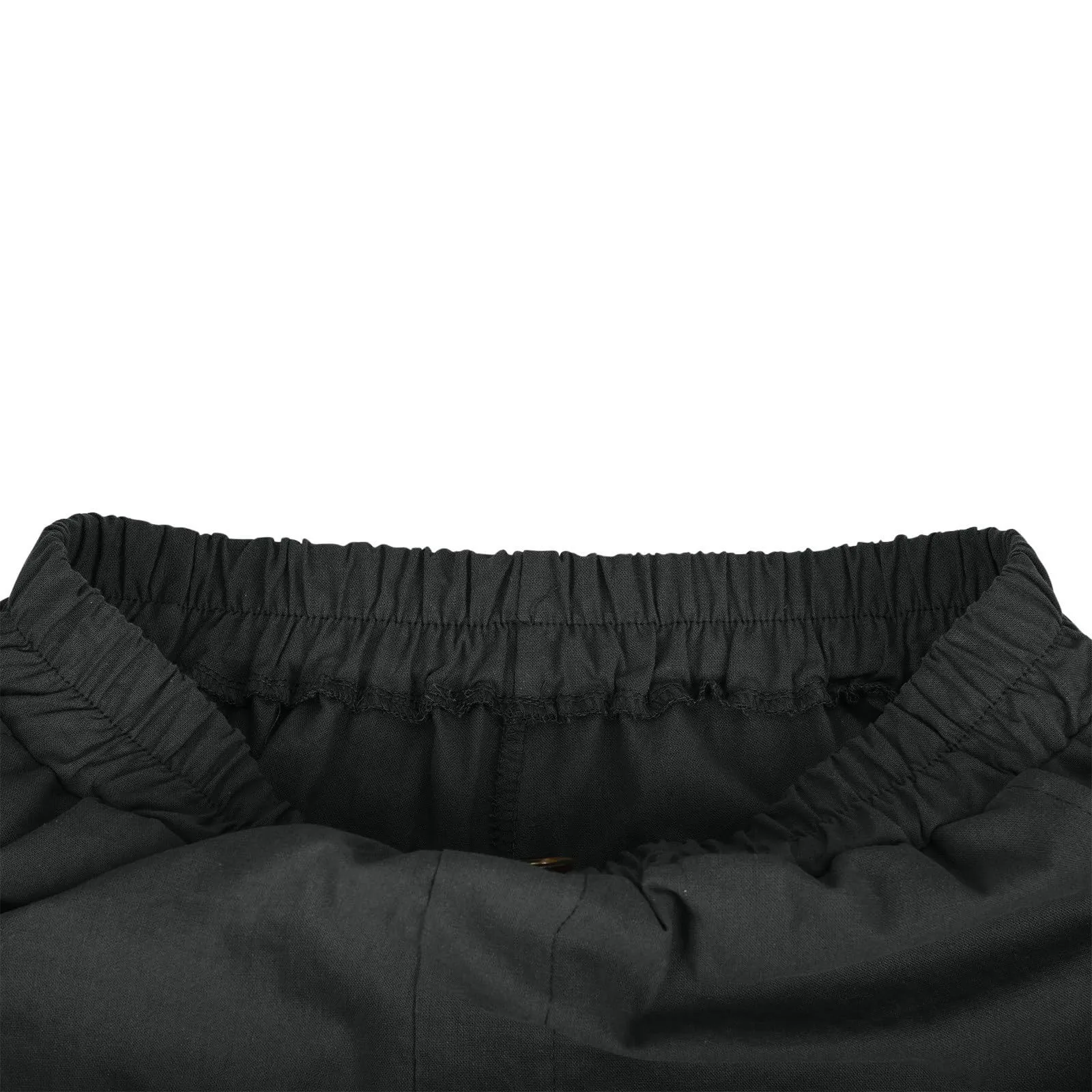 Female Fashion Solid Color Elastic High Waist Pocket Button Up Loose Cotton Linen Five Length Shorts Summer Soft Comfort Pants
