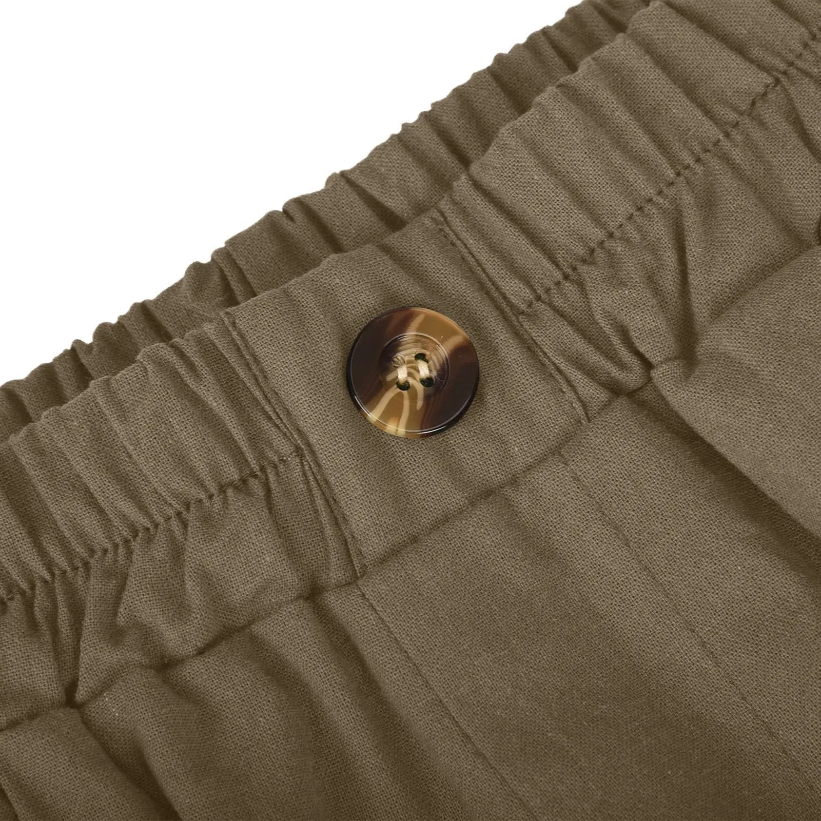 Female Fashion Solid Color Elastic High Waist Pocket Button Up Loose Cotton Linen Five Length Shorts Summer Soft Comfort Pants