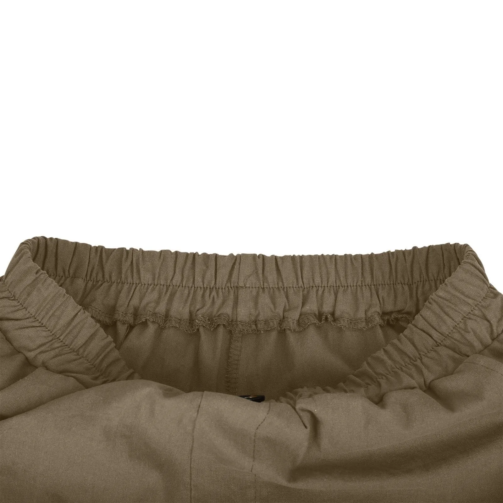 Female Fashion Solid Color Elastic High Waist Pocket Button Up Loose Cotton Linen Five Length Shorts Summer Soft Comfort Pants