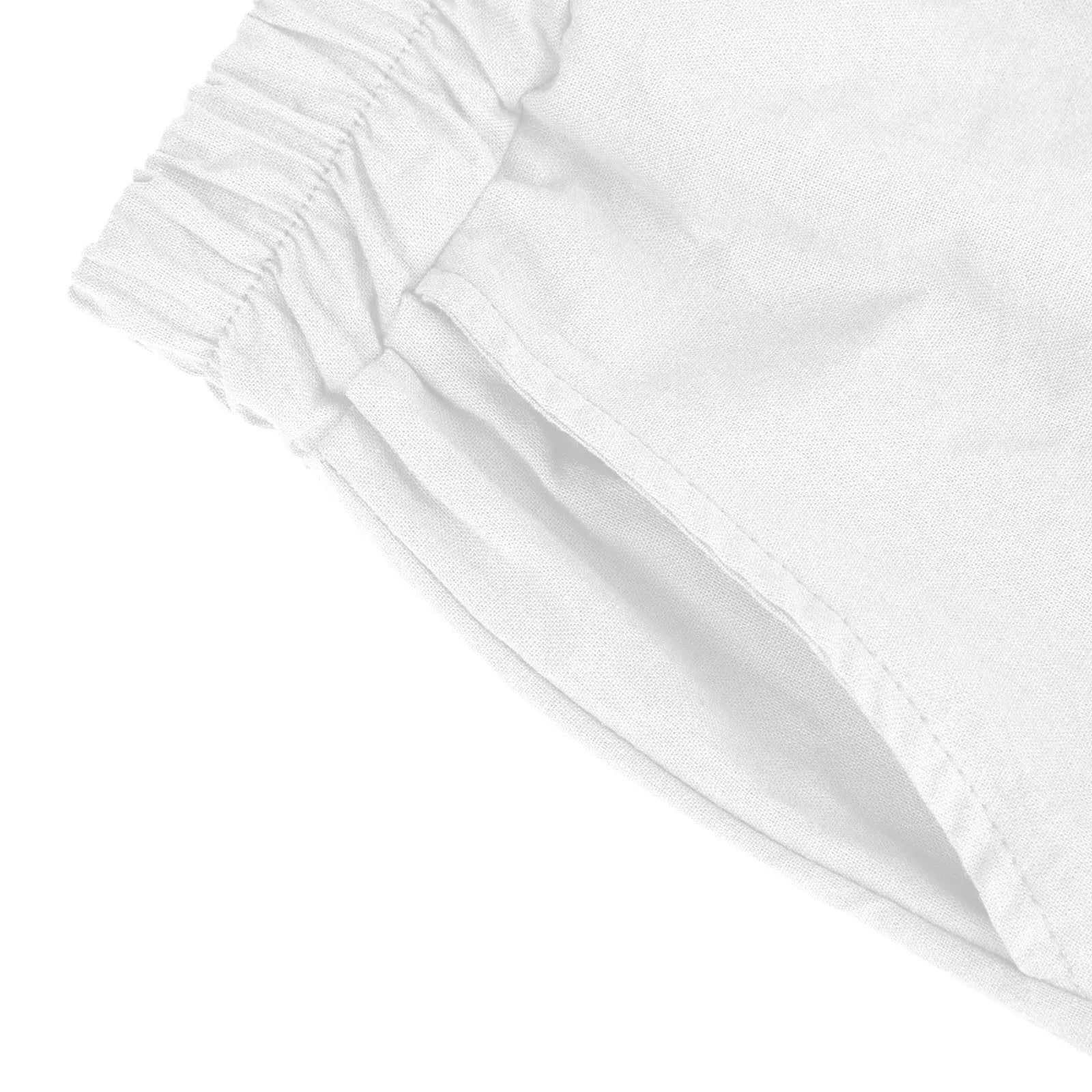 Female Fashion Solid Color Elastic High Waist Pocket Button Up Loose Cotton Linen Five Length Shorts Summer Soft Comfort Pants