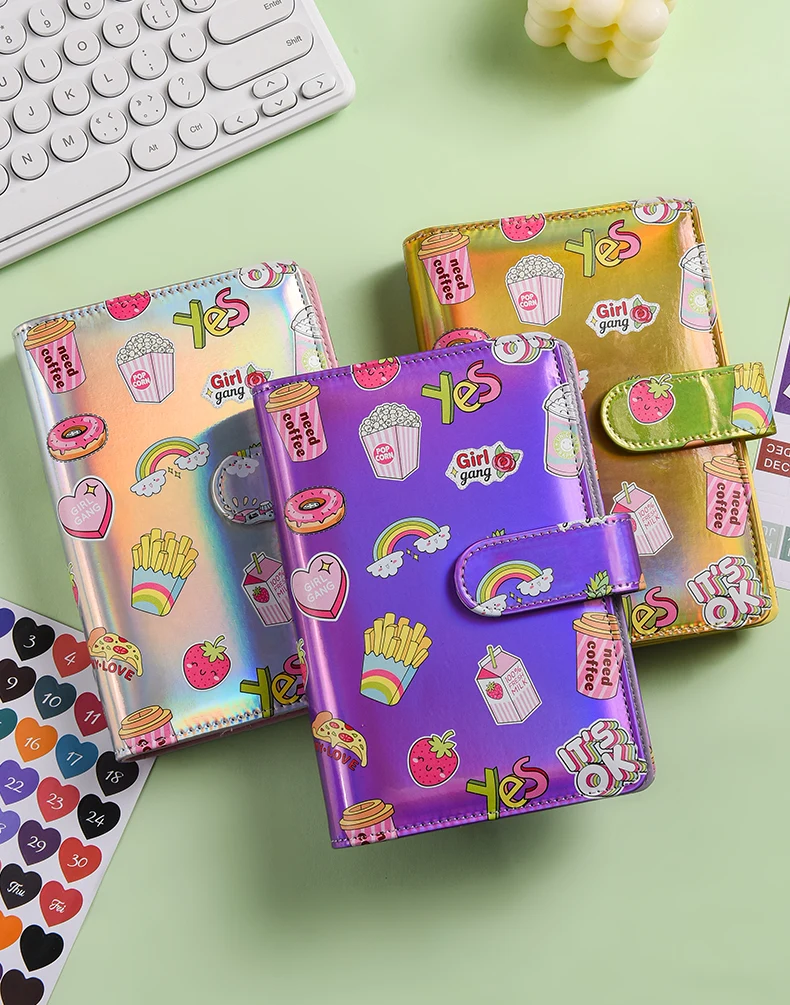 New A6 Cute Laser Money Budget Planner Binder Zipper Envelopes Cash Envelopes For Budgeting Money Organizer For Budget Binder