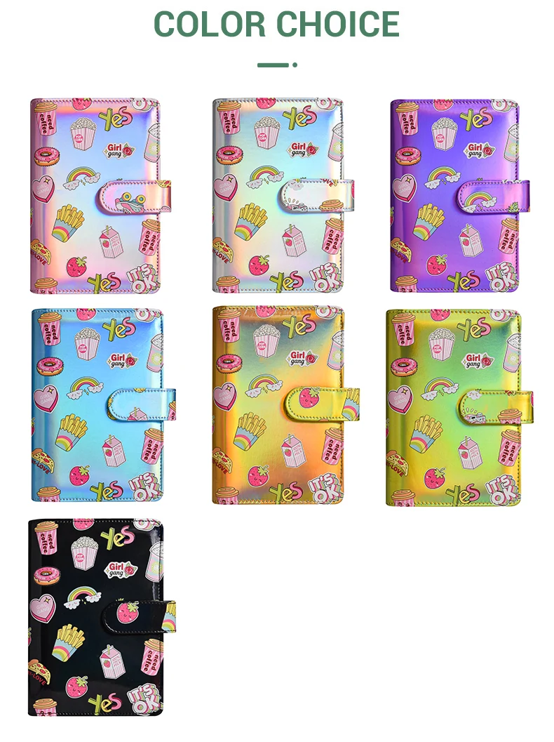New A6 Cute Laser Money Budget Planner Binder Zipper Envelopes Cash Envelopes For Budgeting Money Organizer For Budget Binder