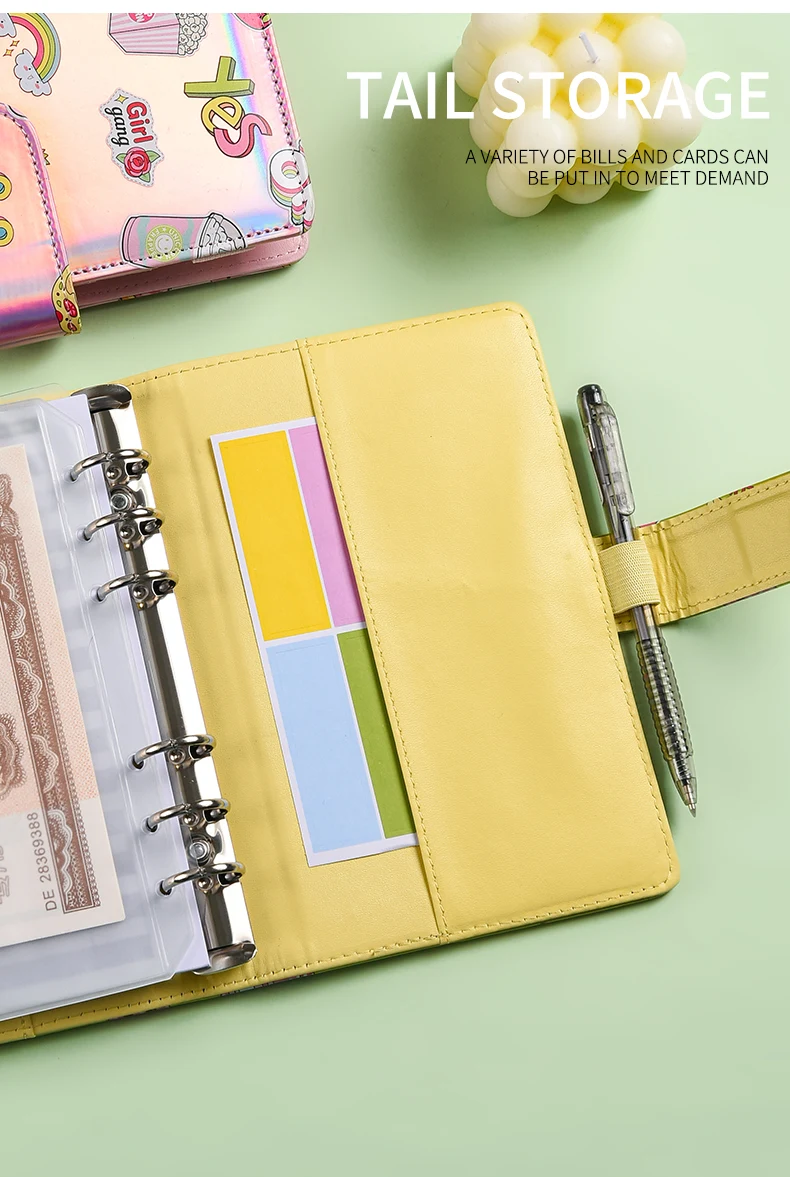 New A6 Cute Laser Money Budget Planner Binder Zipper Envelopes Cash Envelopes For Budgeting Money Organizer For Budget Binder
