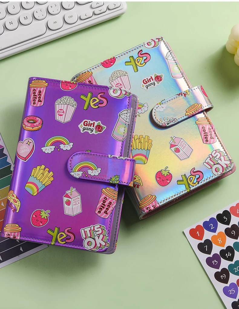 New A6 Cute Laser Money Budget Planner Binder Zipper Envelopes Cash Envelopes For Budgeting Money Organizer For Budget Binder