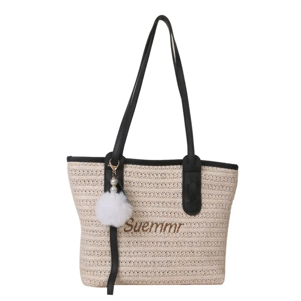 Women Casual Rattan Handbags Woven Shoulder Bags Summer Beach Straw Bag Large Capacity Tote Lady Big Purses