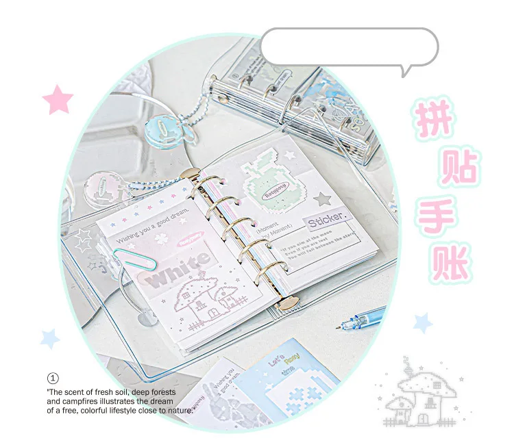 MINKYS M5 Pocket Binder Notebook Planner Yearly Daily Weekly Agenda Book Photo Book Kawaii School Stationery