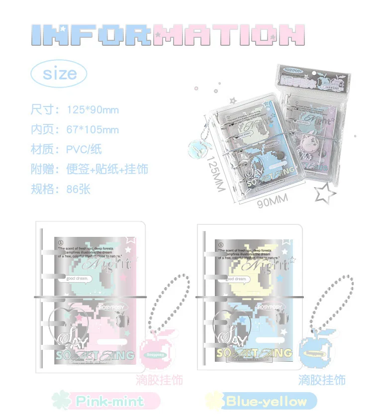 MINKYS M5 Pocket Binder Notebook Planner Yearly Daily Weekly Agenda Book Photo Book Kawaii School Stationery