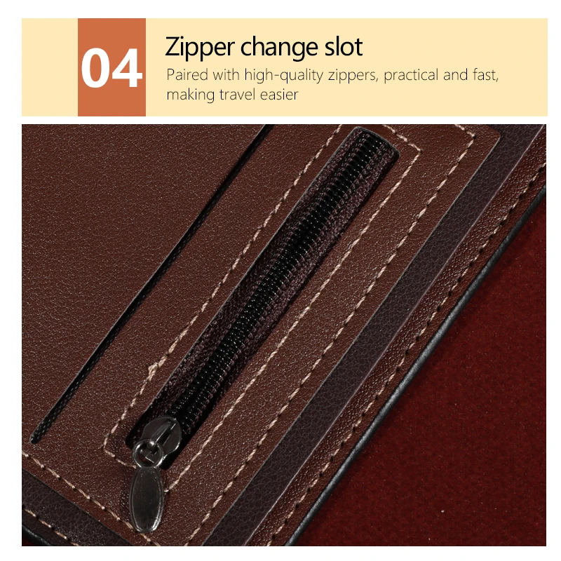 Men's Fashion Business Short Wallet With Card Slots Horizontal Soft PU Leather Wallet