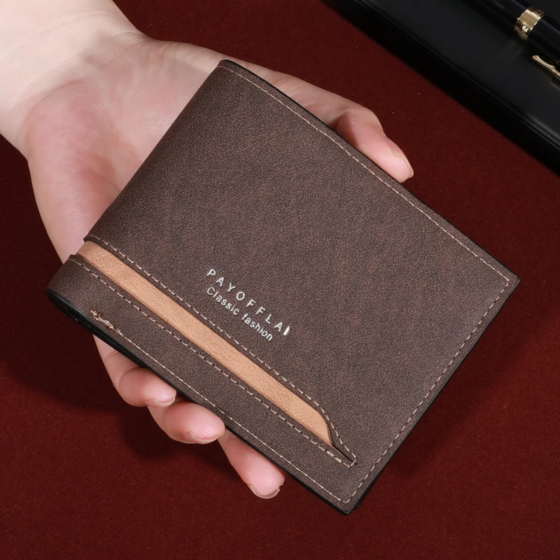 Men's Fashion Business Short Wallet With Card Slots Horizontal Soft PU Leather Wallet