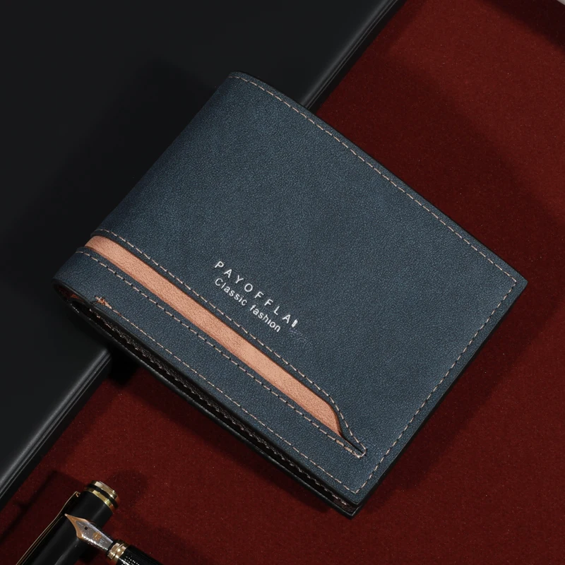 Men's Fashion Business Short Wallet With Card Slots Horizontal Soft PU Leather Wallet