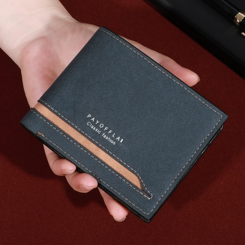 Men's Fashion Business Short Wallet With Card Slots Horizontal Soft PU Leather Wallet