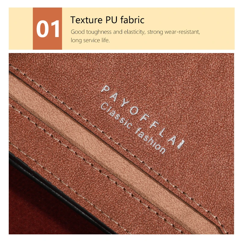 Men's Fashion Business Short Wallet With Card Slots Horizontal Soft PU Leather Wallet