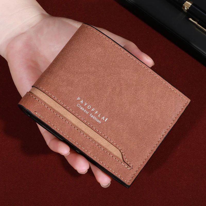 Men's Fashion Business Short Wallet With Card Slots Horizontal Soft PU Leather Wallet