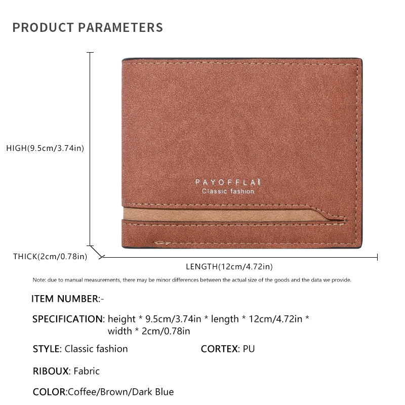 Men's Fashion Business Short Wallet With Card Slots Horizontal Soft PU Leather Wallet