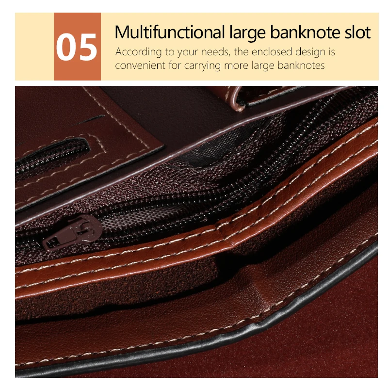Men's Fashion Business Short Wallet With Card Slots Horizontal Soft PU Leather Wallet