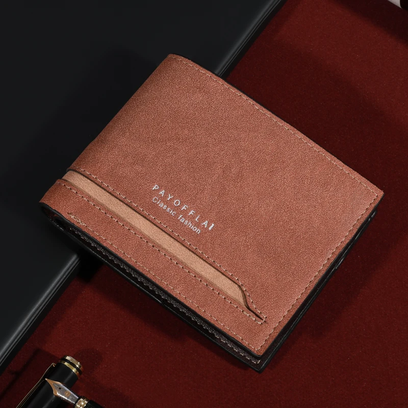 Men's Fashion Business Short Wallet With Card Slots Horizontal Soft PU Leather Wallet
