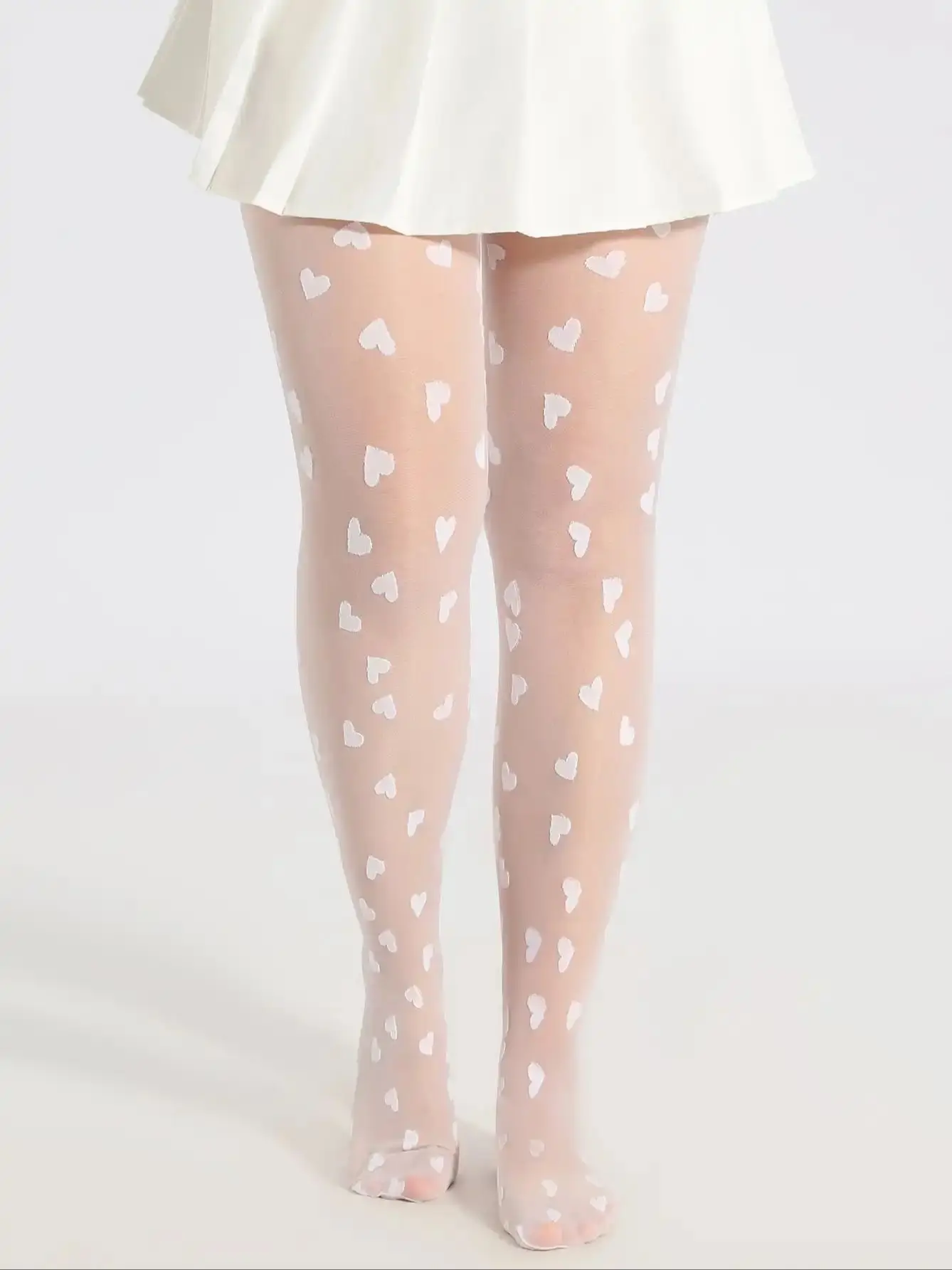 A Suit of Ladies New Plus Size Ultra-Thin Heart Print Slim Stocking Versatile Sexy Summer Pantyhose
