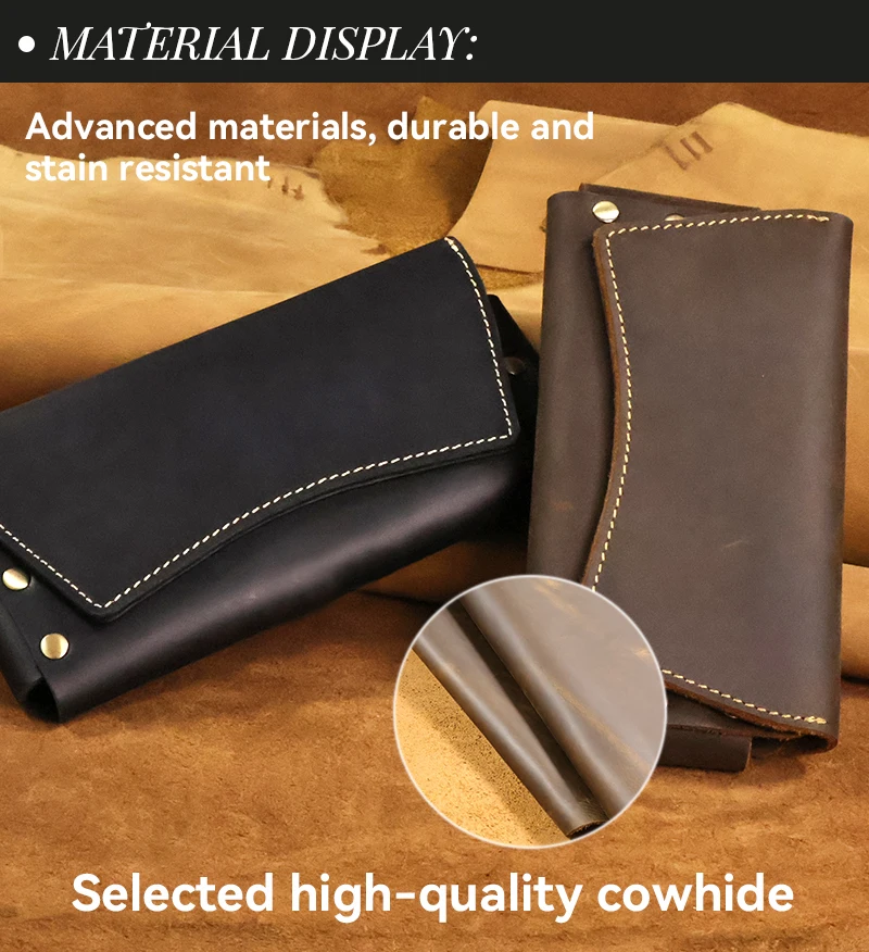 1pcRetro Genuine Leather Men's Waist Bag, Two ways to Wear, with a Leather Clip, Multifunctional Phone Bag, Zero Wallet