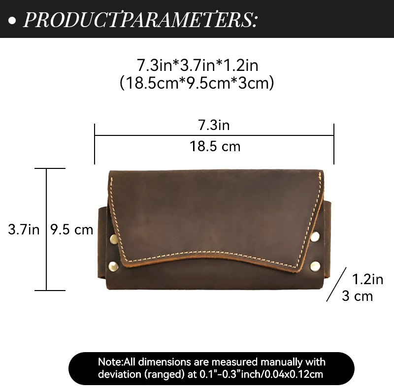 1pcRetro Genuine Leather Men's Waist Bag, Two ways to Wear, with a Leather Clip, Multifunctional Phone Bag, Zero Wallet