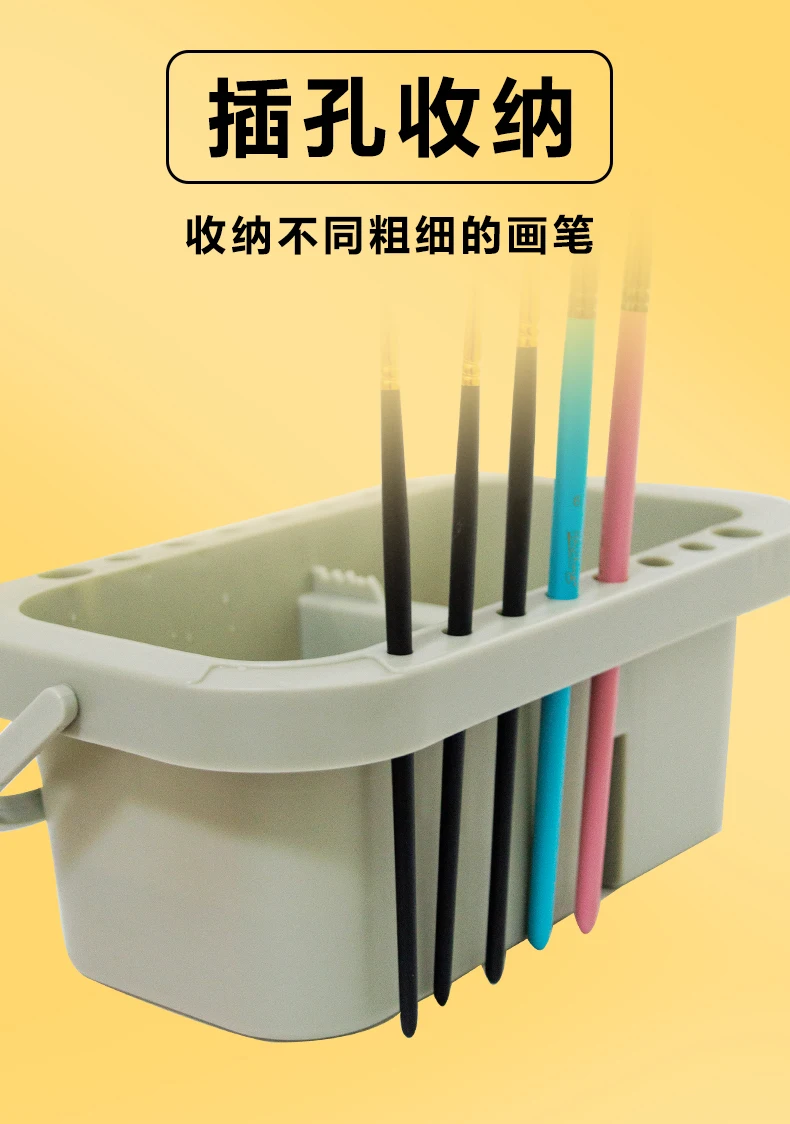 Multi-Use Paint Brush Basin with Brushes Holder,Washer,Trays,Palette Box-Artist Cleaner Cup for Watercolor Oil Painting with Lid