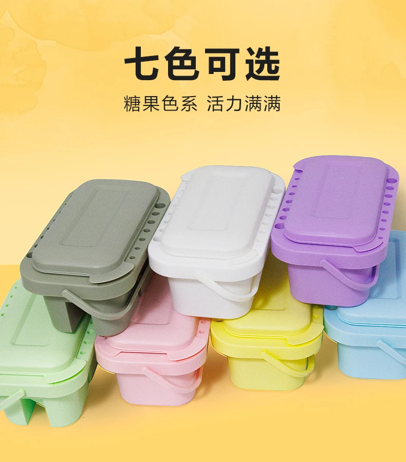 Multi-Use Paint Brush Basin with Brushes Holder,Washer,Trays,Palette Box-Artist Cleaner Cup for Watercolor Oil Painting with Lid