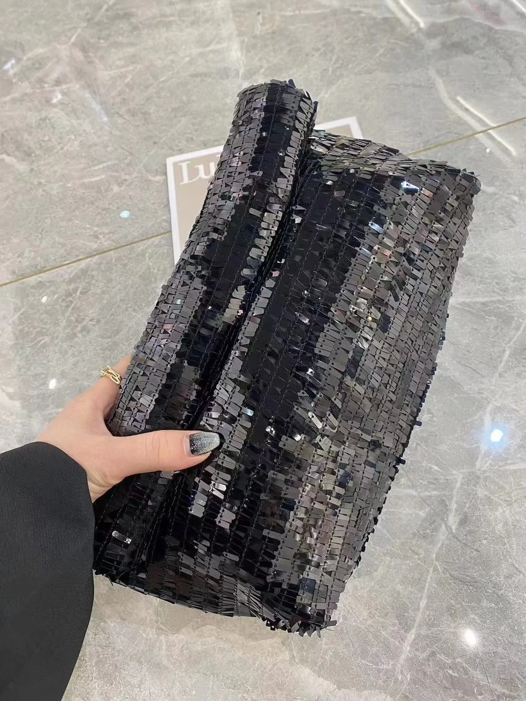 Women Silver Evening Clutch Bag Luxury Designer Shining Sequins Party Wedding Purse Fashion Trends Handbag Black Metal Wallet