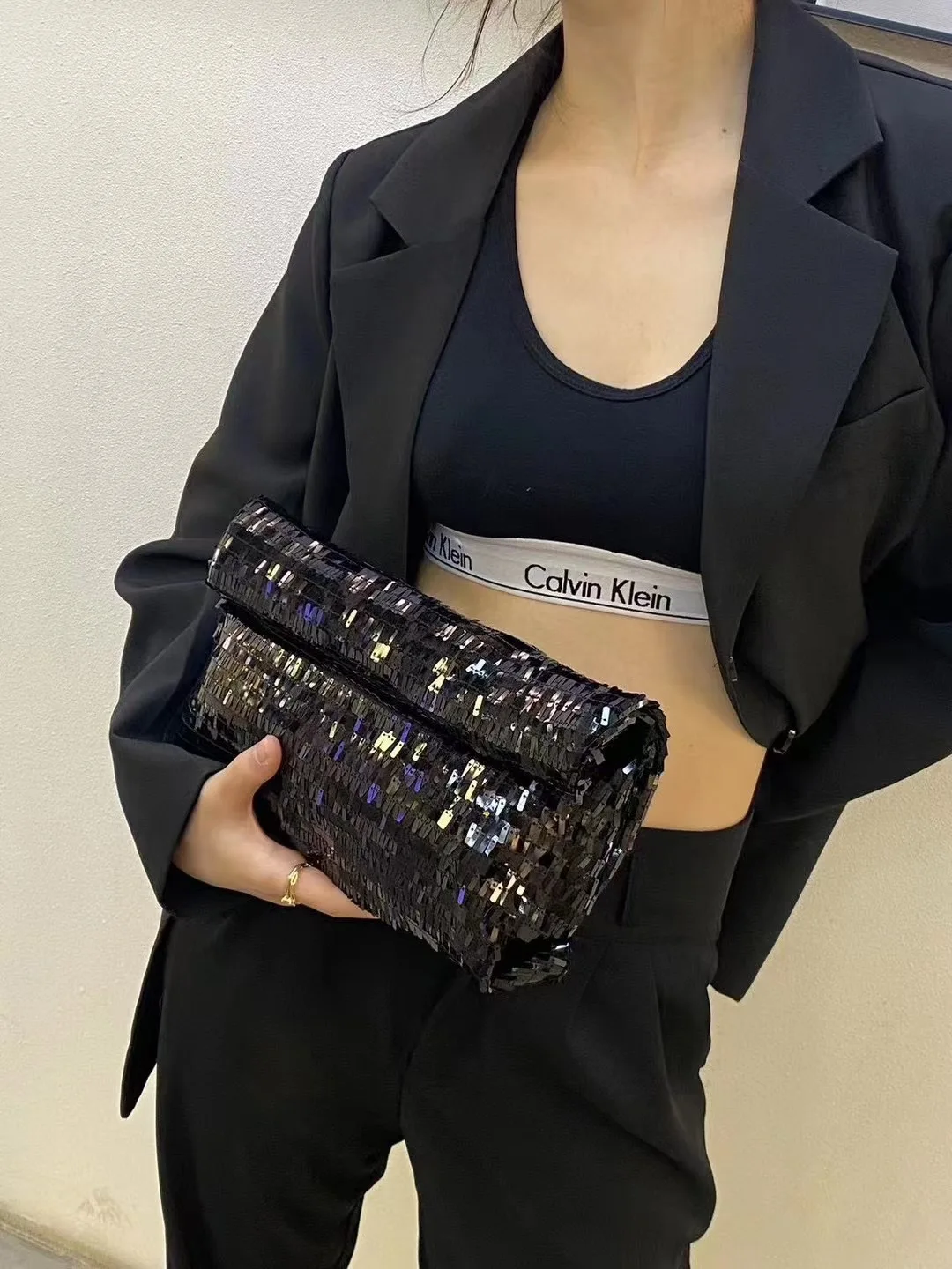 Women Silver Evening Clutch Bag Luxury Designer Shining Sequins Party Wedding Purse Fashion Trends Handbag Black Metal Wallet