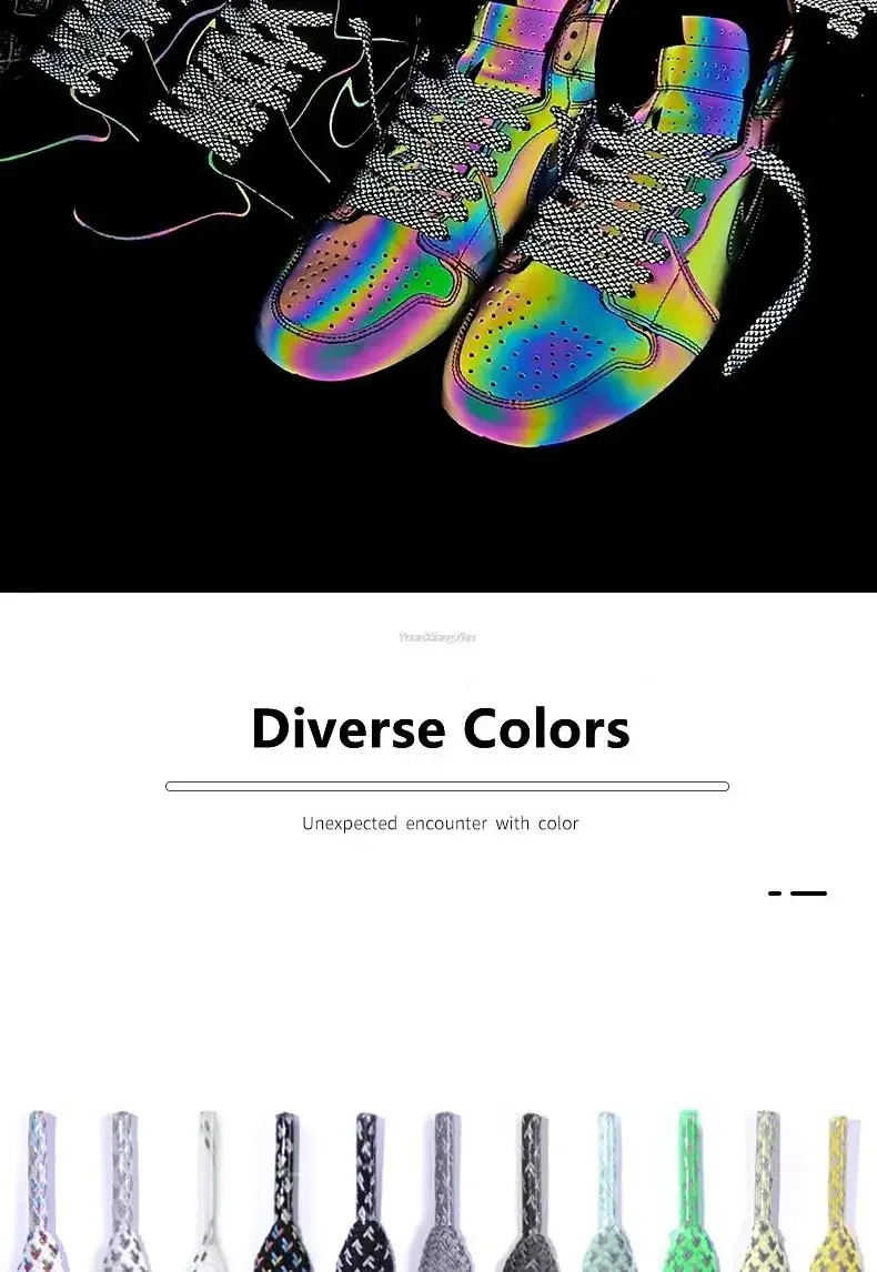 3M Reflective Flat Shoelaces for Sneakers Colorful Reflective Shoe Laces Luminous Shoelace 100/120/140/160CM Shoestrings 1 Pair