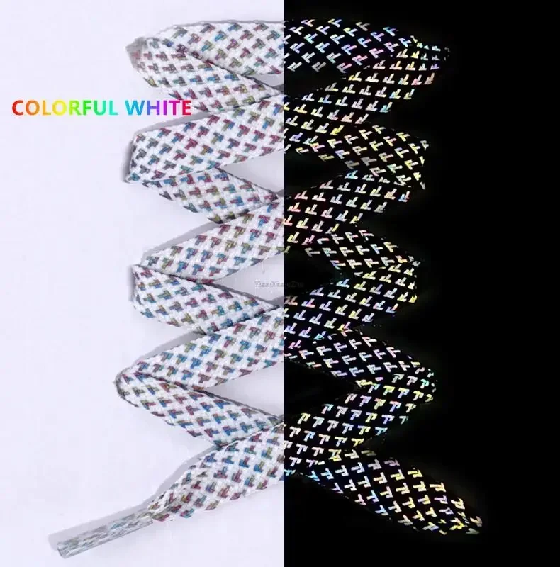 3M Reflective Flat Shoelaces for Sneakers Colorful Reflective Shoe Laces Luminous Shoelace 100/120/140/160CM Shoestrings 1 Pair