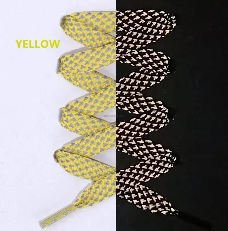 3M Reflective Flat Shoelaces for Sneakers Colorful Reflective Shoe Laces Luminous Shoelace 100/120/140/160CM Shoestrings 1 Pair