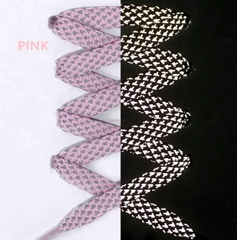 3M Reflective Flat Shoelaces for Sneakers Colorful Reflective Shoe Laces Luminous Shoelace 100/120/140/160CM Shoestrings 1 Pair