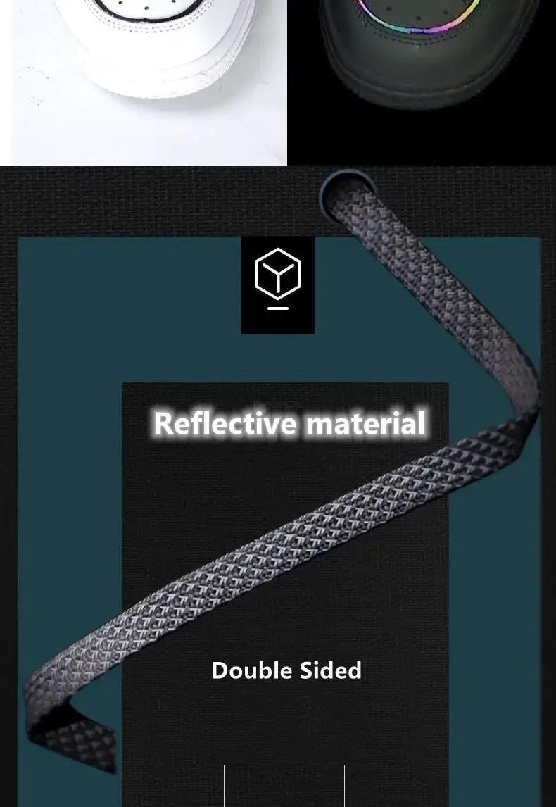 3M Reflective Flat Shoelaces for Sneakers Colorful Reflective Shoe Laces Luminous Shoelace 100/120/140/160CM Shoestrings 1 Pair