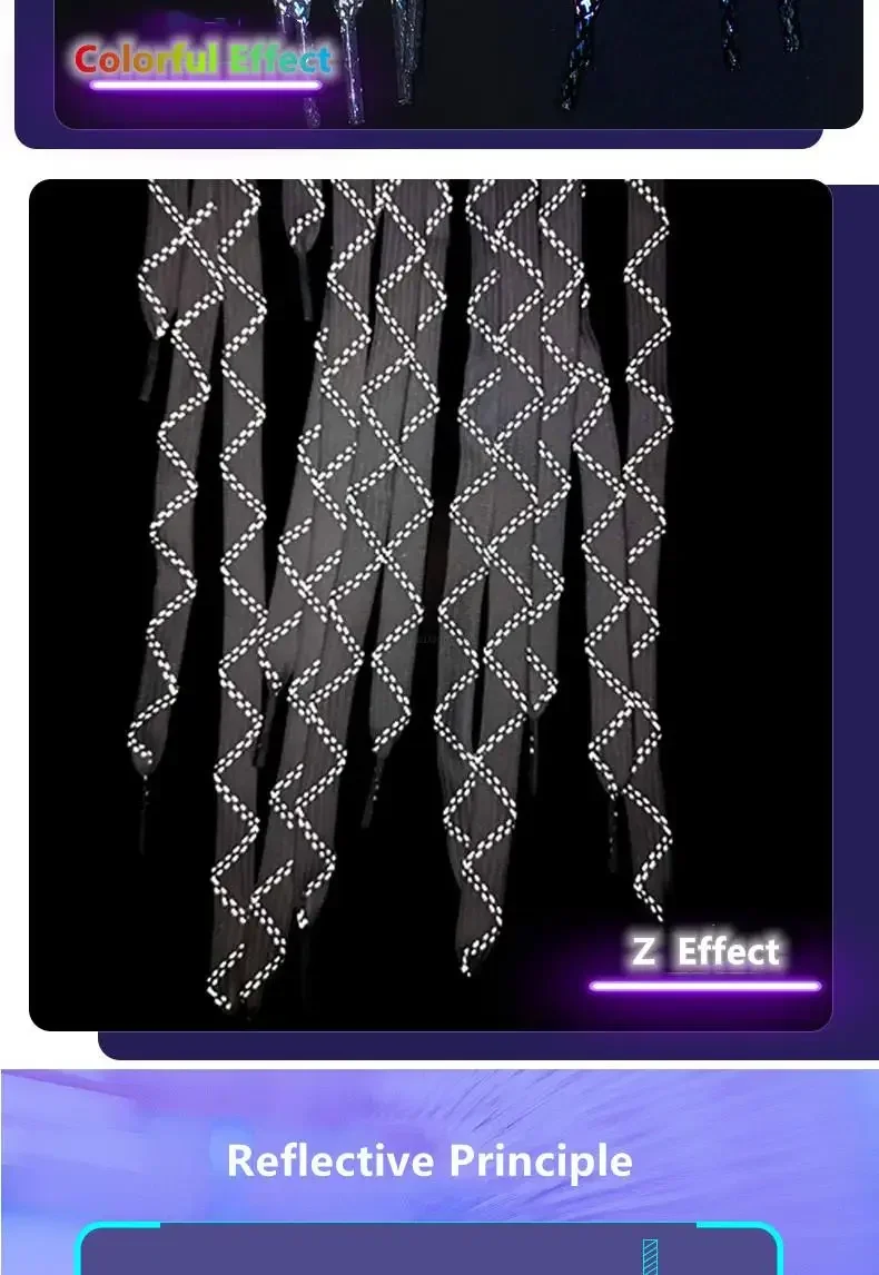 3M Reflective Flat Shoelaces for Sneakers Colorful Reflective Shoe Laces Luminous Shoelace 100/120/140/160CM Shoestrings 1 Pair