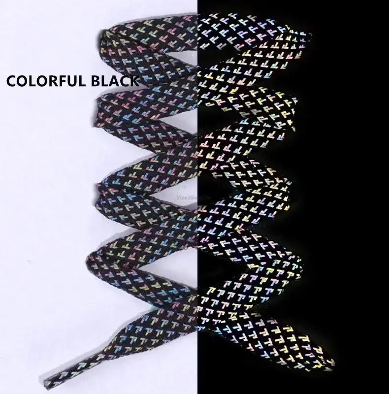 3M Reflective Flat Shoelaces for Sneakers Colorful Reflective Shoe Laces Luminous Shoelace 100/120/140/160CM Shoestrings 1 Pair