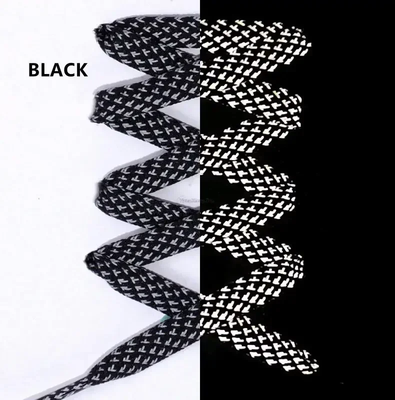 3M Reflective Flat Shoelaces for Sneakers Colorful Reflective Shoe Laces Luminous Shoelace 100/120/140/160CM Shoestrings 1 Pair