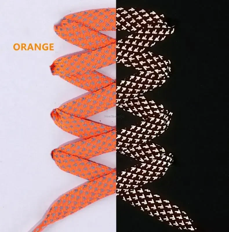 3M Reflective Flat Shoelaces for Sneakers Colorful Reflective Shoe Laces Luminous Shoelace 100/120/140/160CM Shoestrings 1 Pair
