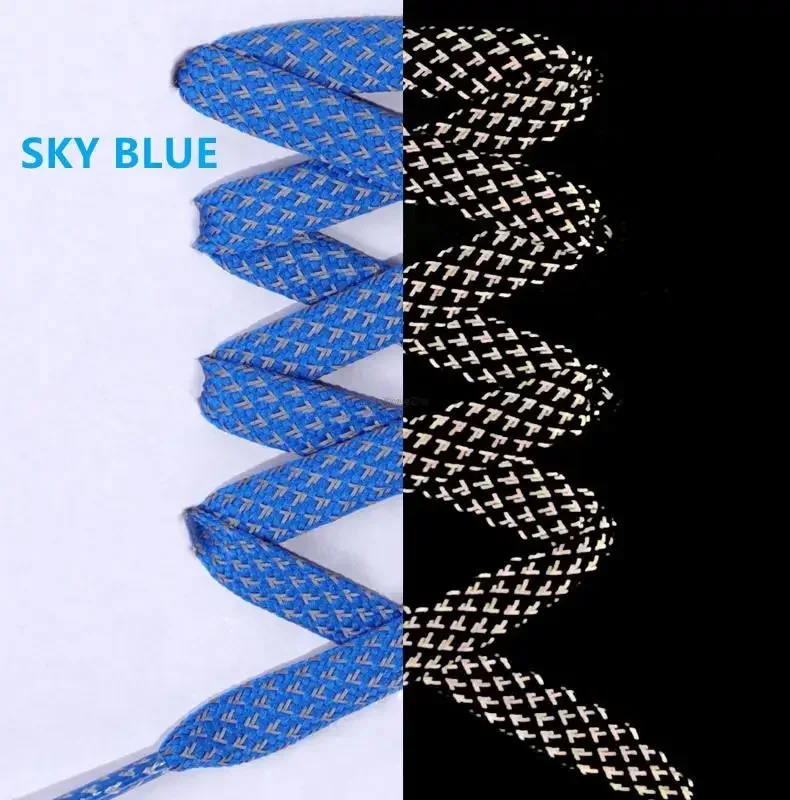 3M Reflective Flat Shoelaces for Sneakers Colorful Reflective Shoe Laces Luminous Shoelace 100/120/140/160CM Shoestrings 1 Pair