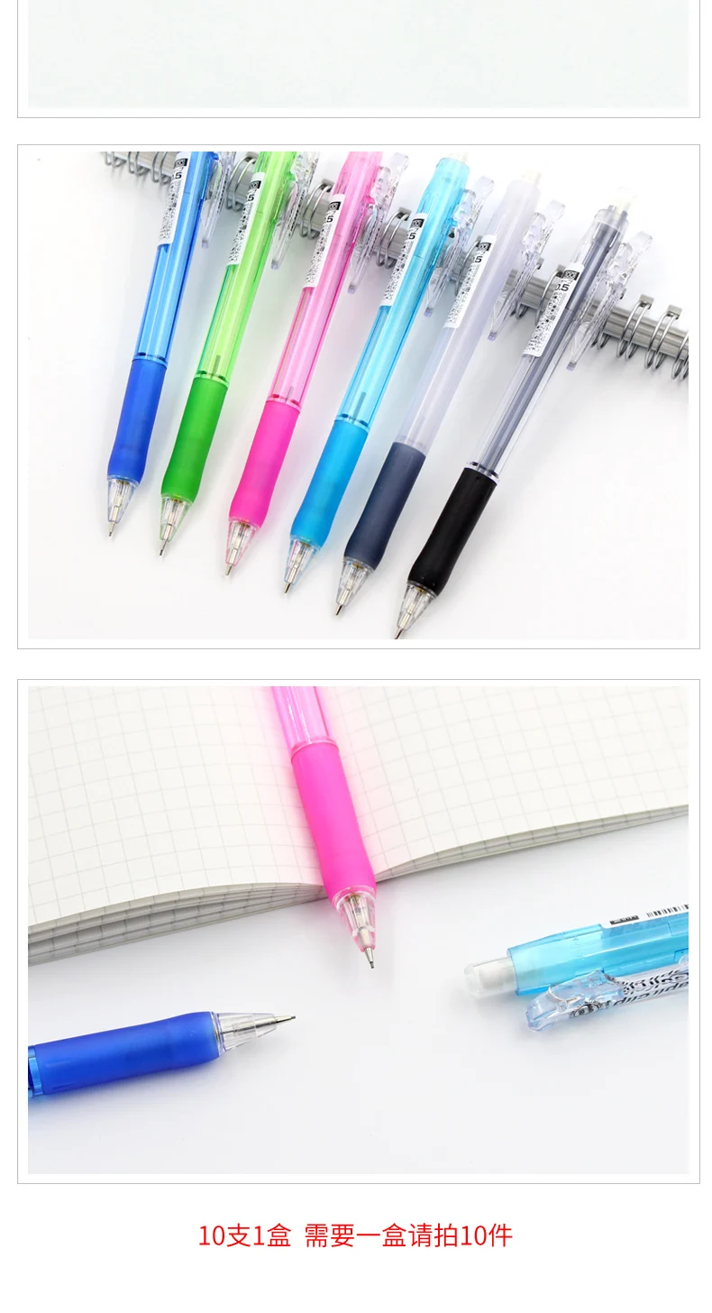 Stationery Automatic Pencil 6 Colors Mechanical Pencil Scalable Pen Tip Soft Pen Grip Exquisite Portable School Office Supplies