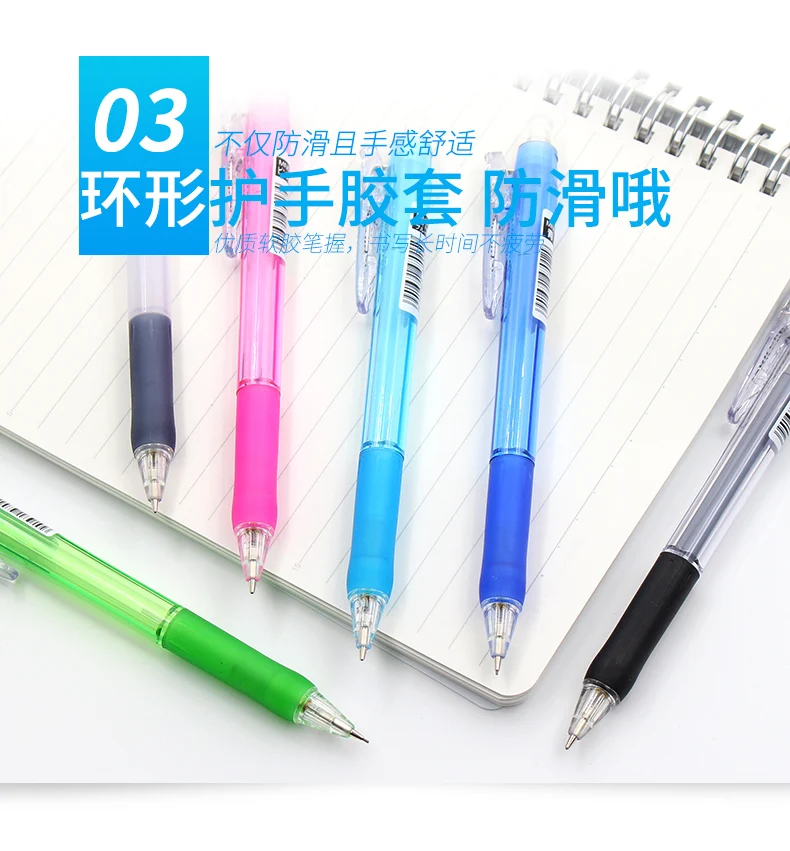 Stationery Automatic Pencil 6 Colors Mechanical Pencil Scalable Pen Tip Soft Pen Grip Exquisite Portable School Office Supplies