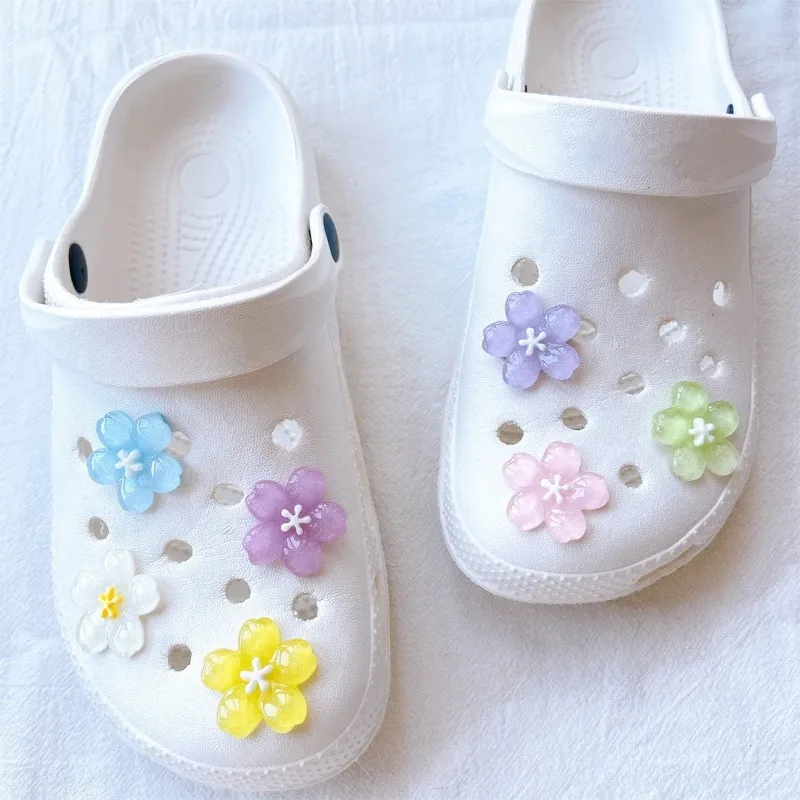 Cartoon Cherry Blossom 3D Resin Shoe Buckle Hole Charms Colorful Flower Shoe Decorations DIY Accessories for Kids' Shoes