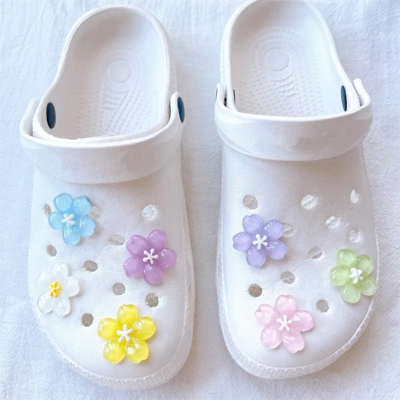 Cartoon Cherry Blossom 3D Resin Shoe Buckle Hole Charms Colorful Flower Shoe Decorations DIY Accessories for Kids' Shoes