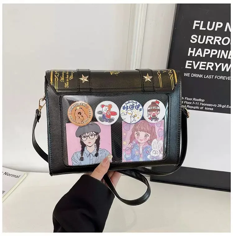 Y2K Magic Book Lolita Ita Bag Gothic Shoulder Bag Girls Transparent Pocket Cute Crossbody Handbags Women's Mini Backpacks Purse