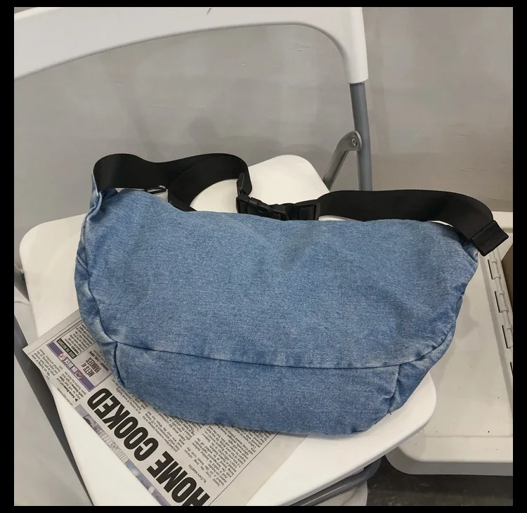 High quality Denim Waist Bag College Style Crossbody Chest Pack Casual Street Fanny Pack Unisex Shoulder Bag Teenager Chest Bags